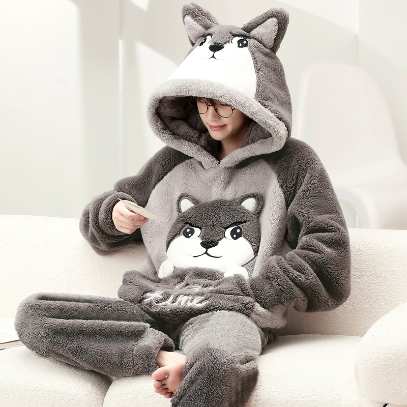 Men's Pajamas Autumn and Winter Thickened Coral Velvet Youth Cartoon Plus Size Flannel Home Wear Set Men's Pajamas Autumn and Winter Thickened Coral Velvet Youth Cartoon Plus Size Flannel Home Wear Set
