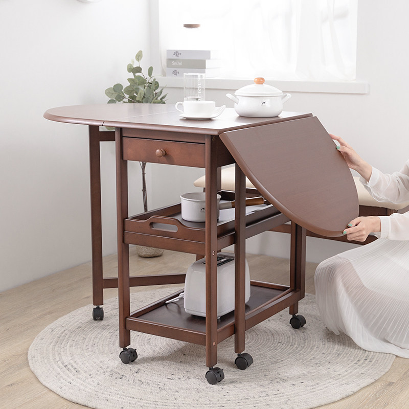 Solid Wood Small Household Type Folding Extension Dining Table home Dormitory Kitchen Round Dining Easy to Eat Dining Table