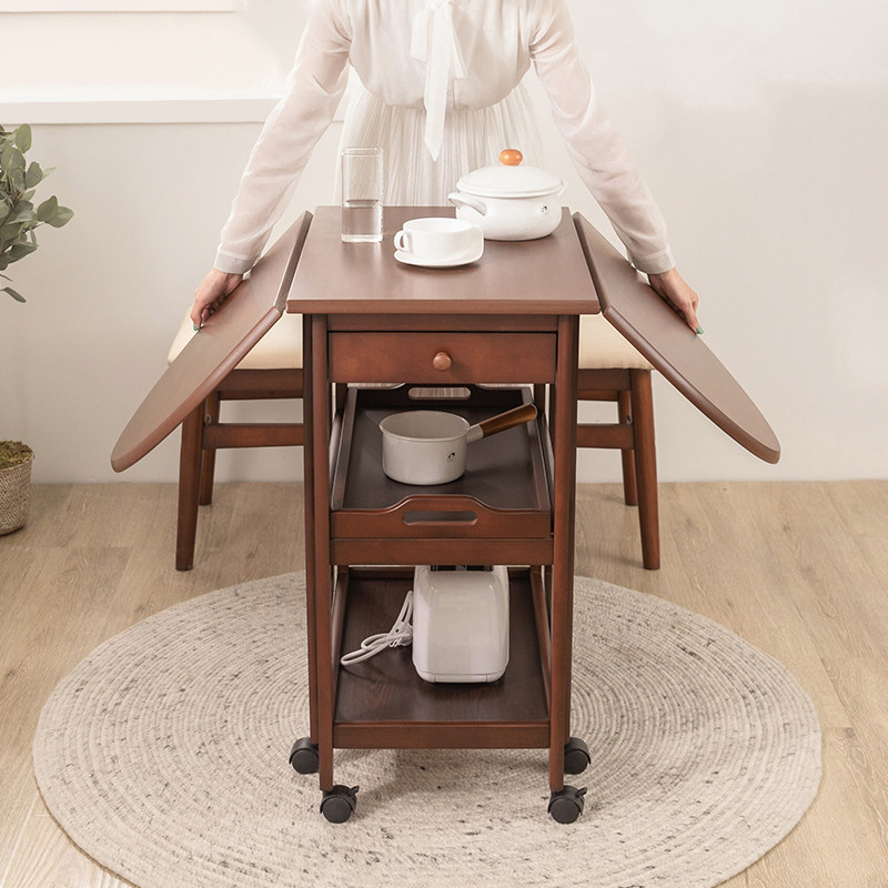 Solid wood folding table Dining Quarters Mini Dining Table Type telescopic mobile Easy small family dining table 