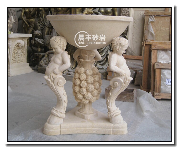 Sandstone embossed GRP imitation bronze frescoed solid sculpture garden outdoor decoration flower pot sandstone flower pot H012-Taobao