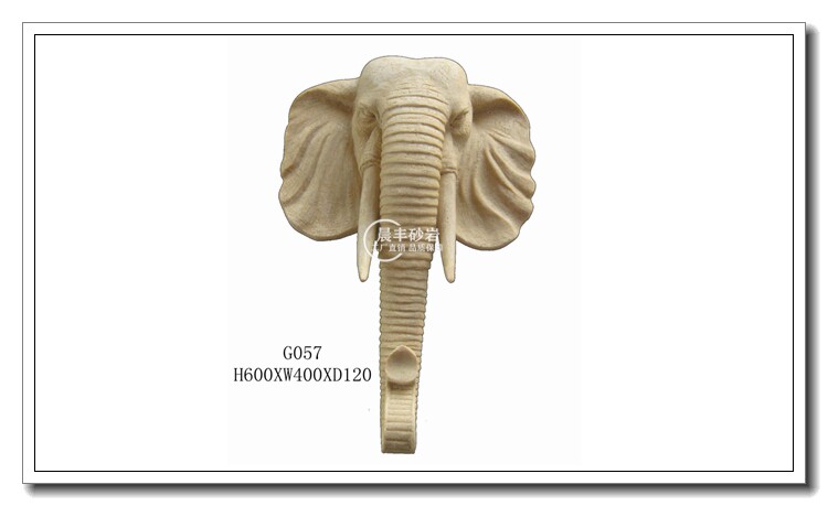Sandstone embossed glass fiber imitation bronze frescoed solid sculpture garden outdoor decoration round elephant head pendant G057