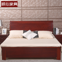 Shunxin Furniture Manchuria solid wood bed 1 8m double wedding bed Modern simple Chinese style all solid wood furniture