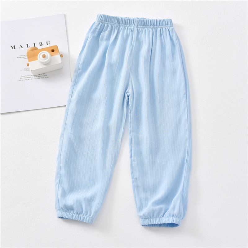 Summer childrens quần 2020 mới bông cậu bé và cô gái lanh mỏng chống muỗi quần ẩm màu màu tinh khiết của Hàn Quốc phiên bản của quần âu.