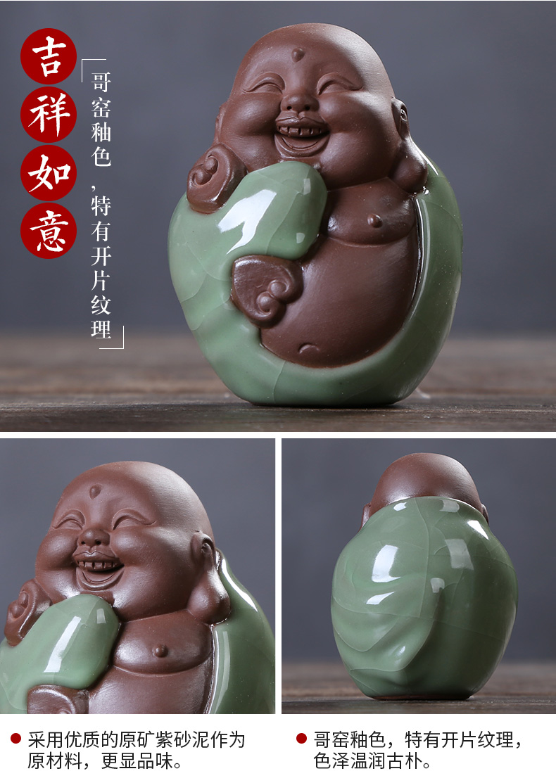 Xiangye sáng tạo cửa hàng nhỏ thú cưng dễ thương có thể nâng cát màu tím 貔貅 nhân vật chơi trà bàn trà trang trí - Trang trí nội thất trang trí nhà đẹp