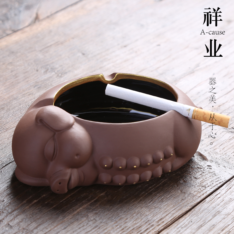 Auspicious ceramics industry office ashtray large creative move is the sitting room tea accessories purple sand tea pet furnishing articles
