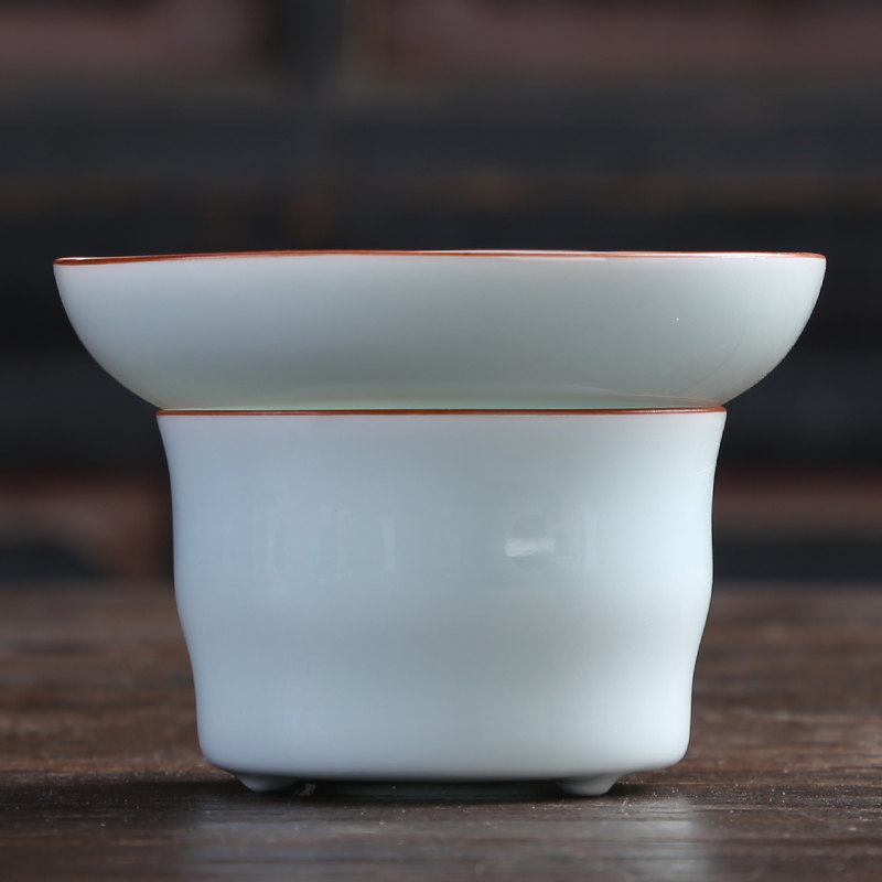 Auspicious industry flagship store fat white tea accessories screen cloth filter net is half manual ceramic tea tea filter with base