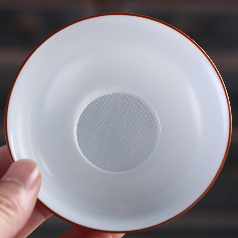 Auspicious industry flagship store fat white tea accessories screen cloth filter net is half manual ceramic tea tea filter with base