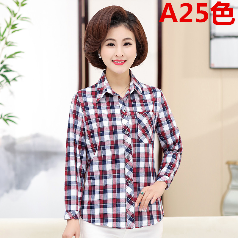 Áo sơ mi nữ dài tay cotton cỡ lớn kẻ sọc dài tay cho mẹ tải phần xuân hè mỏng manh cộng với áo sơ mi béo quần áo tuổi trung niên