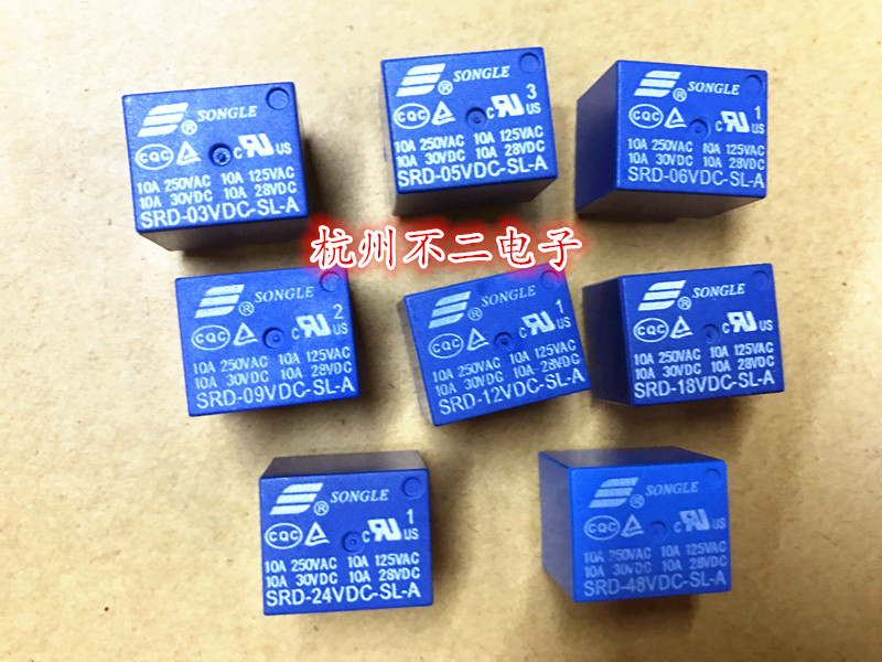 Songle relay SRD-12VDC-SL-A 5VDC 6V 9V 24VDC 48VDC 10A 4 feet often open