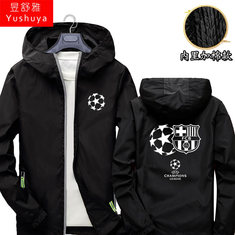 bóng đá Champions League Juventus Liverpool áo nịt áo khoác nam giới và người hâm mộ mỏng của phụ nữ wearhood áo khoác mõm quần áo áo khoác.