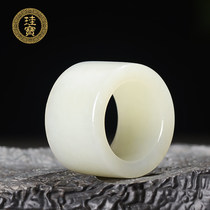  Guibao Xinjiang Hetian Jade White jade finger mens natural jade jade jade ring mens and womens inner diameter 22mm
