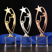 High-end love five-pointed star Crystal metal trophy custom-made dance hand love evening awards gifts