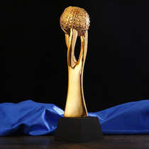 New resin gold-plated crystal trophy custom champion Golden Ball trophy high-end creative metal prizes customized