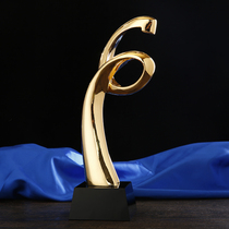 New resin gold-plated crystal trophy customized six big shun trophy high-grade creative metal prizes customized