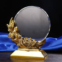 Trophy custom sand gold trophy sand enterprise crystal trophy medal custom enterprise excellent employee souvenir