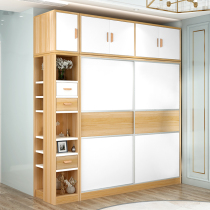 Nordic wardrobe sliding door modern simple solid wood bedroom sliding door large wardrobe simple assembly household economy