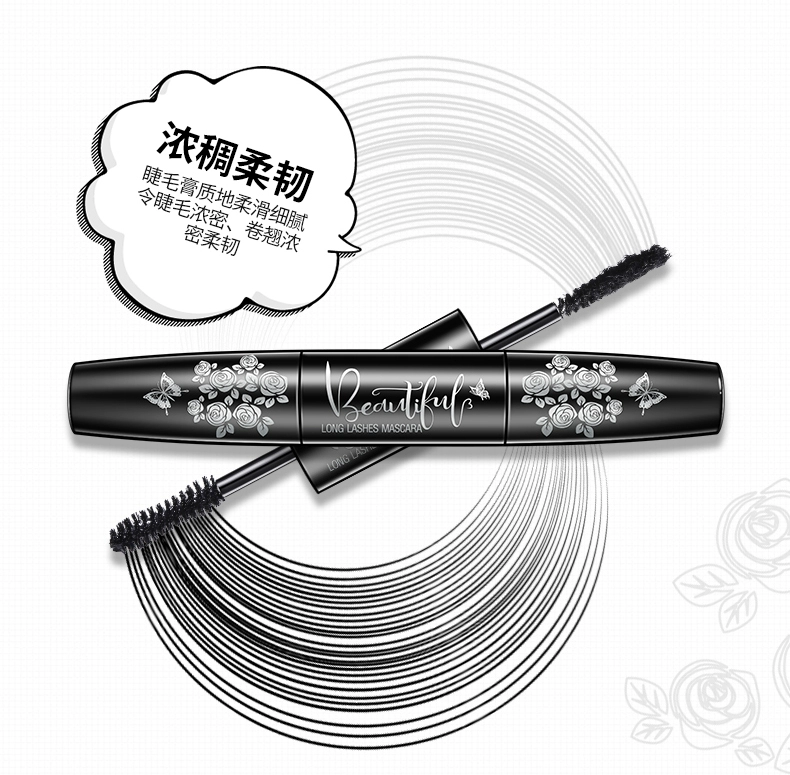 Boquanya mascara hai đầu dài dày không thấm nước sử dụng hai lần uốn mã hóa hai đầu dài không làm nhòe không trang điểm - Kem Mascara / Revitalash