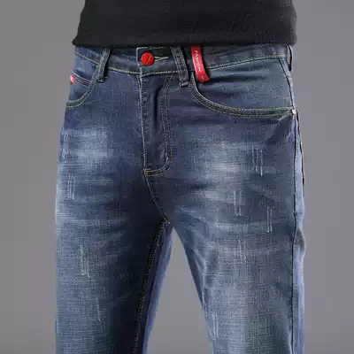 Spring and Autumn New Jeans Men's Slim Stretch Pants Business Fashion Korean Trend Men's Denim Long Pants