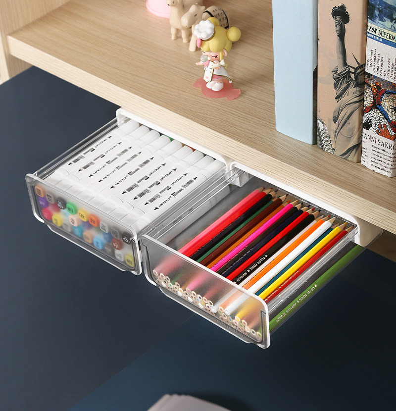 Under the desk drawer stationery storage box student dormitory simple pen holder office desktop Nordic large capacity pen barrel