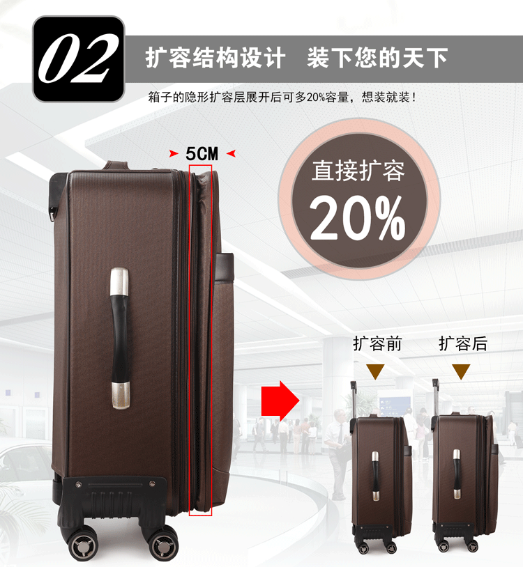 Trường hợp xe đẩy 24 inch kinh doanh nam vali phổ bánh xe hành lý nữ mật khẩu hộp lên máy bay hành lý 20 inch pu hộp mềm cặp kéo