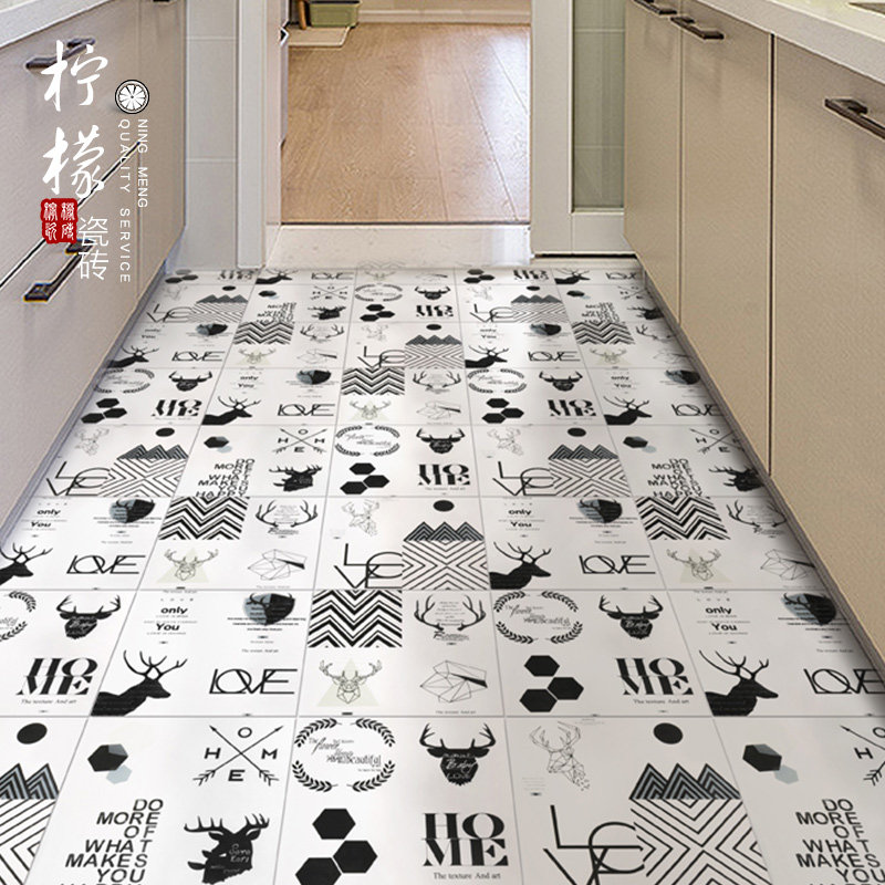 Nordic Small Flower Brick 300x300 Makeup Room Kitchen Flake Tile Black White Minimalist Anti Slip Floor Tile Mesh Red Brick