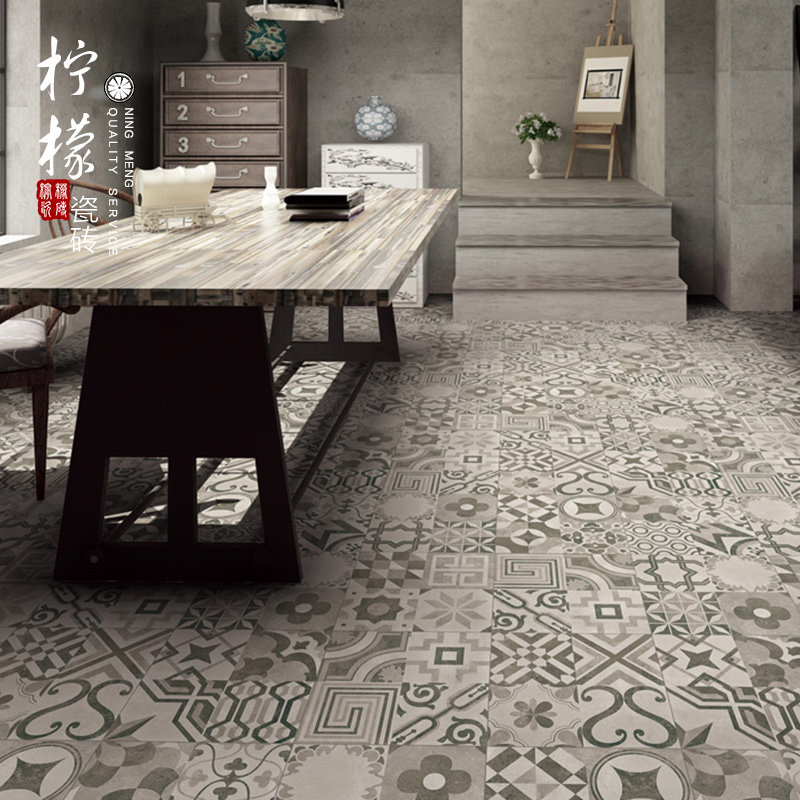 Industrial Wind Cement Brick Dark Grey Tiles Dining Room Kitchen Make-up Room Background Wall Nordic Antique Brick Flowers Brick 300