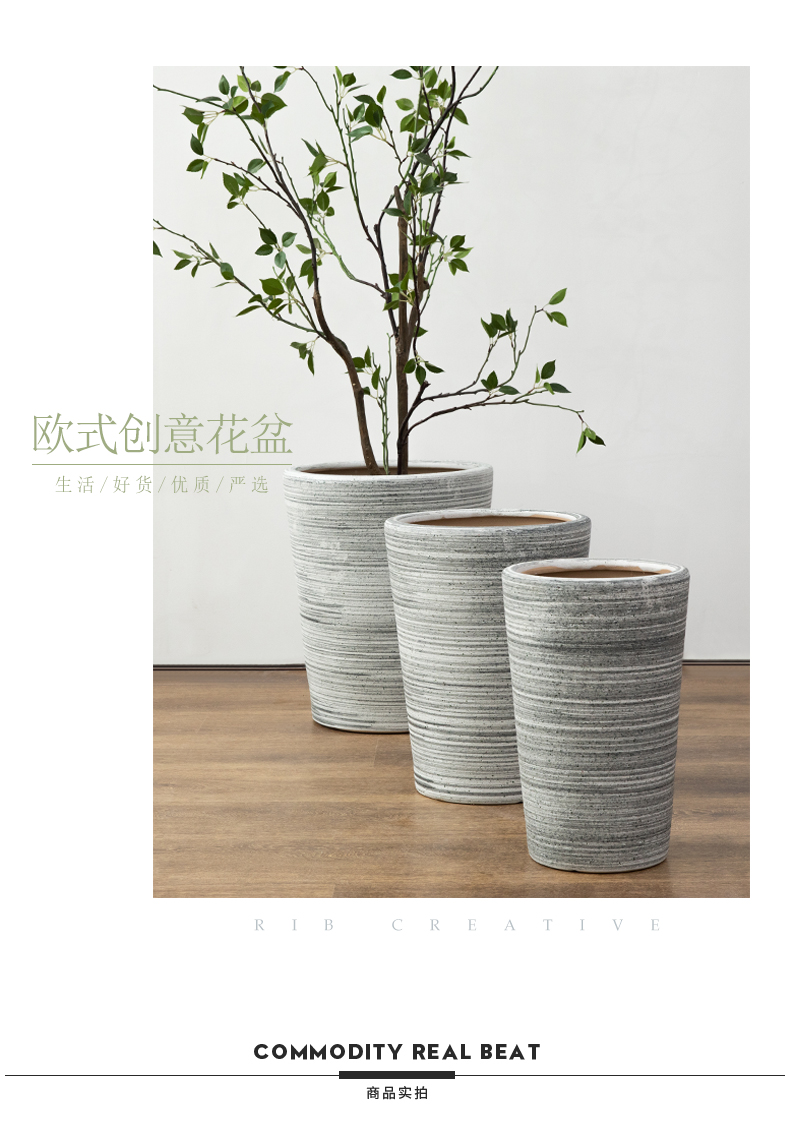 Ceramic sand flowerpot oversized northern wind mill large ground indoor and is suing green plant rich tree flower pot contracted a clearance