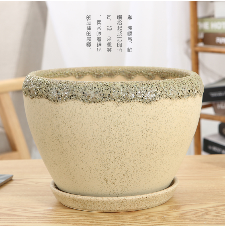 Ceramic POTS with tray was oversized contracted indoor home more money plant flower pot Ceramic clearance package mail desktop