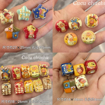 Acrylic Printed Star, Square, Pentagram, Round Cake, Through-Hole DIY Phone Chain Bag Hanging Accessories, on Orders over 28