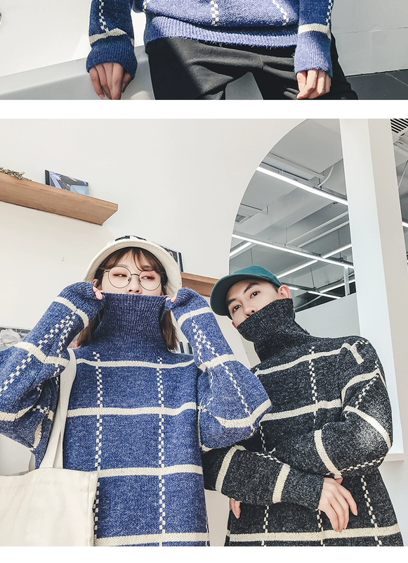 Cặp đôi áo len cao cổ nam 2018 phiên bản Hàn Quốc mới của chàng sinh viên mùa đông buông thả cộng với nhung dày in siêu lửa cổng gió áo bomber