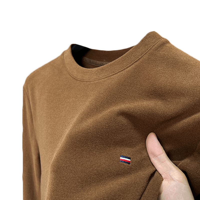 磨毛双面绒纯白色打底衫男长袖t恤秋冬季修身卫衣男圆领德绒保暖