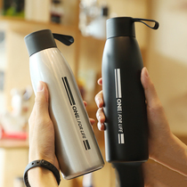 Creative trend thermos cup female student Korean version portable large capacity water cup Male personality simple fresh literary cup