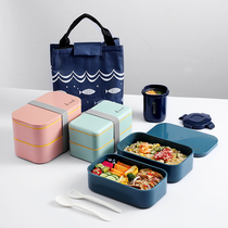 Japanese double-layer lunch box office worker boys large capacity cute girl can microwave oven heated lunch box set