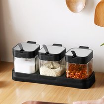 Kitchen glass seasoning box household seasoning jar salt jar monosodium glutamate seasoning dressing dressing mix set