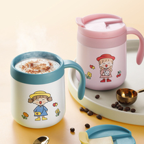 Cute coffee thermos cup Home Office drinking water simple girl heart ins Wind with handle with lid water Cup