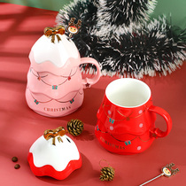 Christmas style Ceramics Office Water Glass With Lid Spoon Lovers Mug Suit Gift Box Delivery Man Mark Cup Coffee Cup