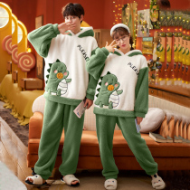 Coral Fleece Lovers Sleepwear Women Autumn Winter 2021 New Thicken Home Suit Mens Autumn Winter Style Cartoon