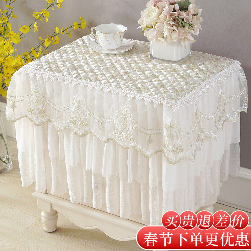 Cotton bedside table cover cloth European lace bedroom fabric small tablecloth bedside table cover square towel printer dust cover