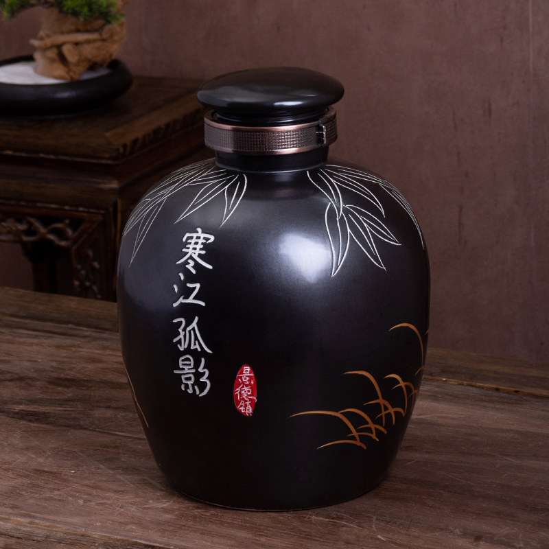 Jingdezhen ceramic terms bottle with tap 10 jins 20 jins 30 jins 50 jins install archaize home sealed jars jugs