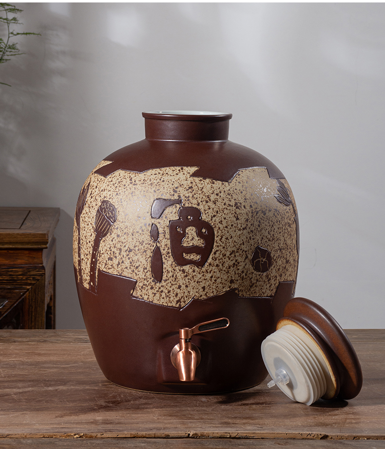 Jingdezhen ceramic jar 10 jins 20 jins 30 jin jin liquor bottles 50 domestic sealed bottles with tap