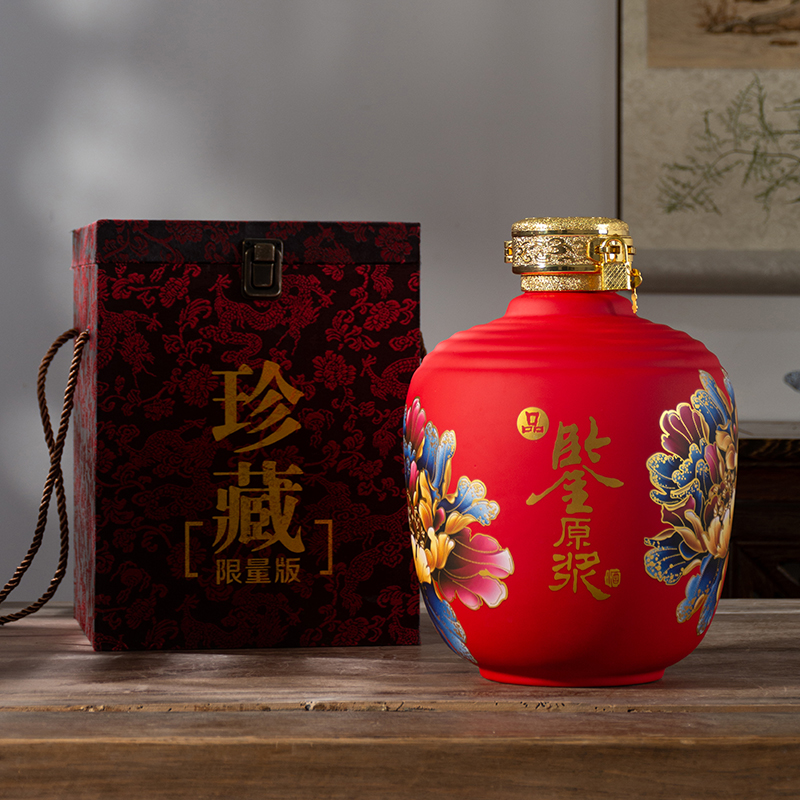 Jingdezhen ceramic wine jars archaize 5 jins put household with cover hip bottle wine sealed bulk liquor bottles