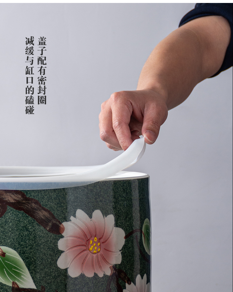 Jingdezhen ceramic barrel with cover 30 jins ricer box 10 jins 20 jins home insect - resistant seal flour storage bins