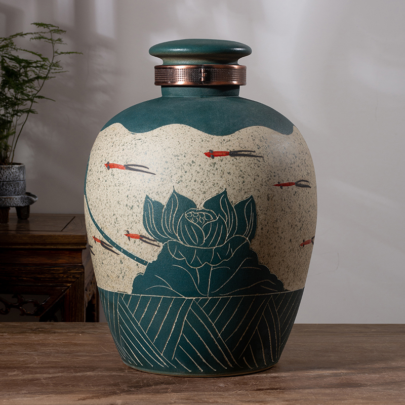 Jingdezhen ceramic antique wine jar wine storage 10 jins 20 jins 30 jins 50 kg to household seal of liquor bottles