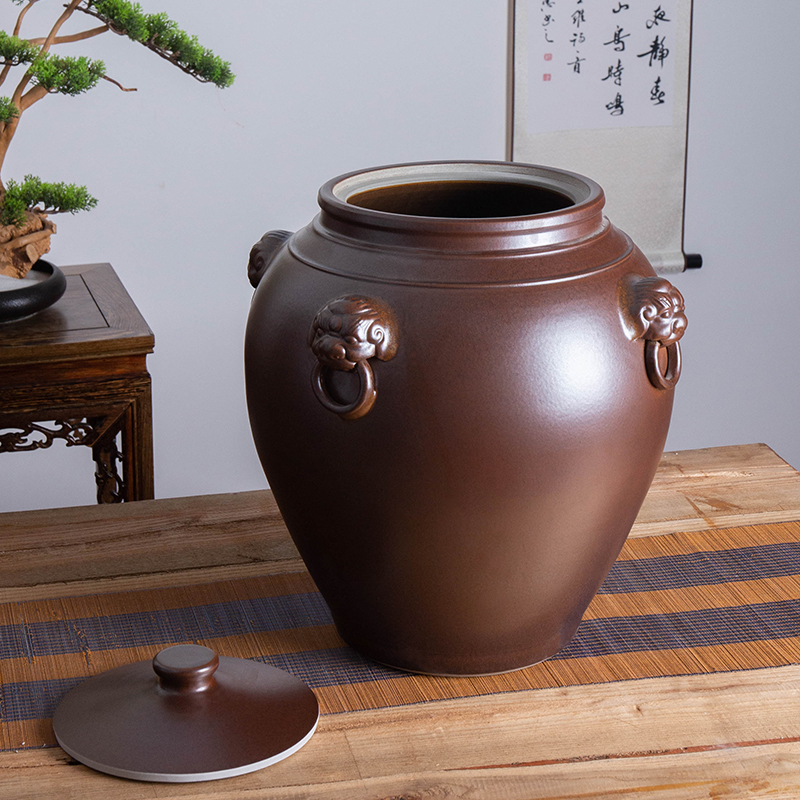 Jingdezhen ceramic jar 30 jins 50 kg cylinder tank mercifully jars informs the archaize sealing wine jar of restoring ancient ways