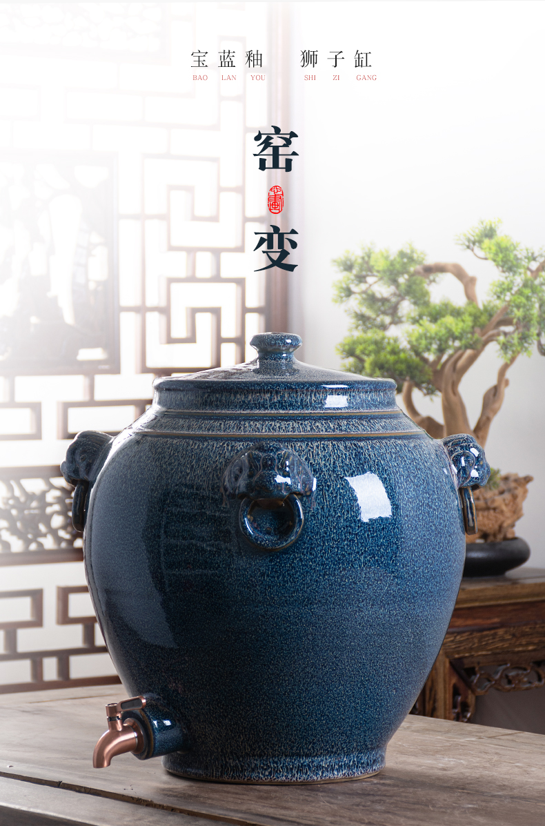 Jingdezhen ceramic jar 30 jins 50 kg 100 jins domestic sealed mercifully jars it archaize lion cylinder