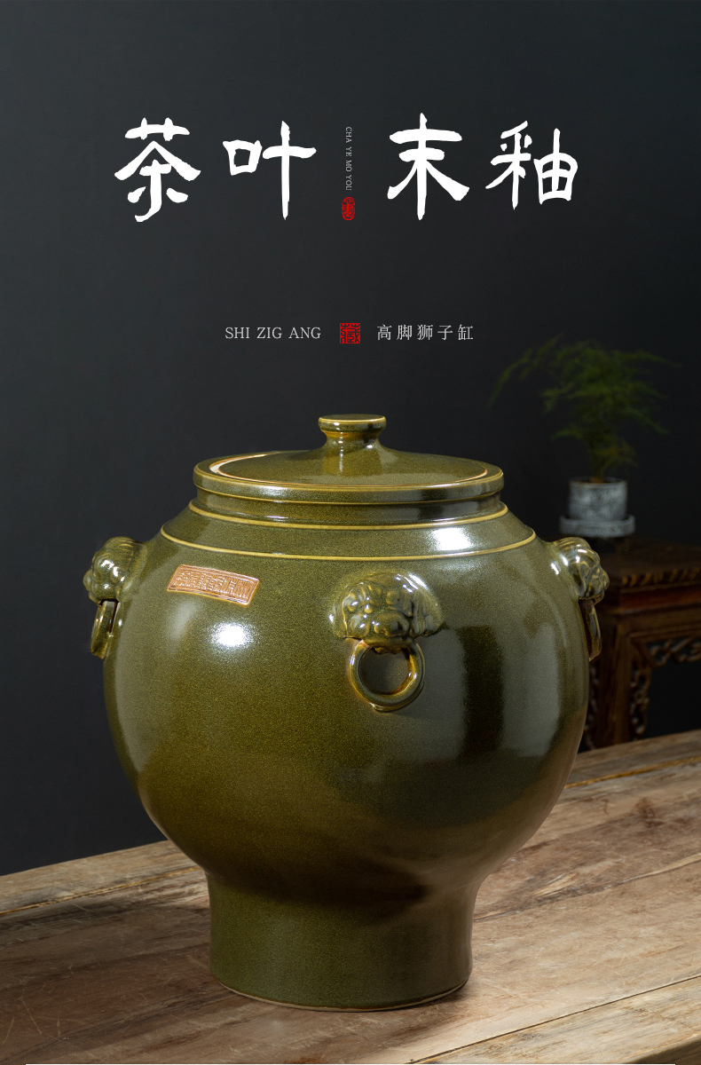 Jingdezhen ceramic wine jars 30 jins of 50 pounds put antique tea oil it household jugs of sealing belt at the end of the tap