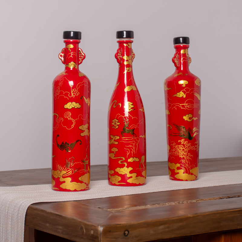 Jingdezhen ceramic bottles 1 catty empty wine bottle home outfit wine gift box of archaize liquor sealing small bottle