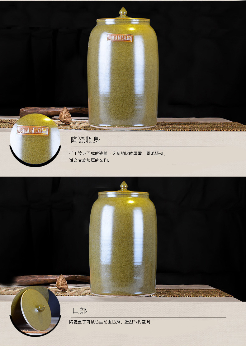 Ceramic tank barrel ricer box you can tap it at the end of the cylinder tea tea jingdezhen Ceramic cylinder wine jar