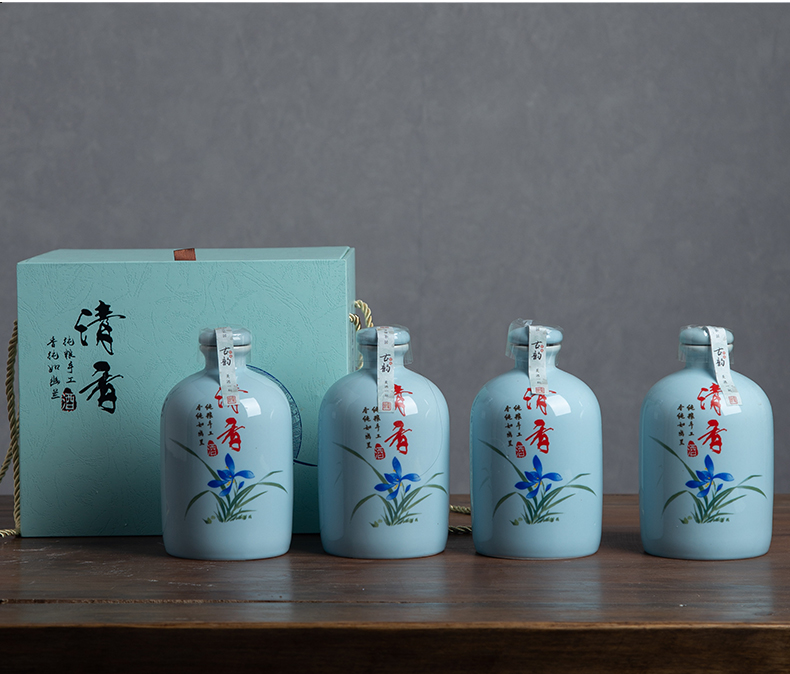 Jingdezhen domestic ceramic bottle wine pot 1 catty the an empty bottle with antique Chinese creative liquor pot seal wine