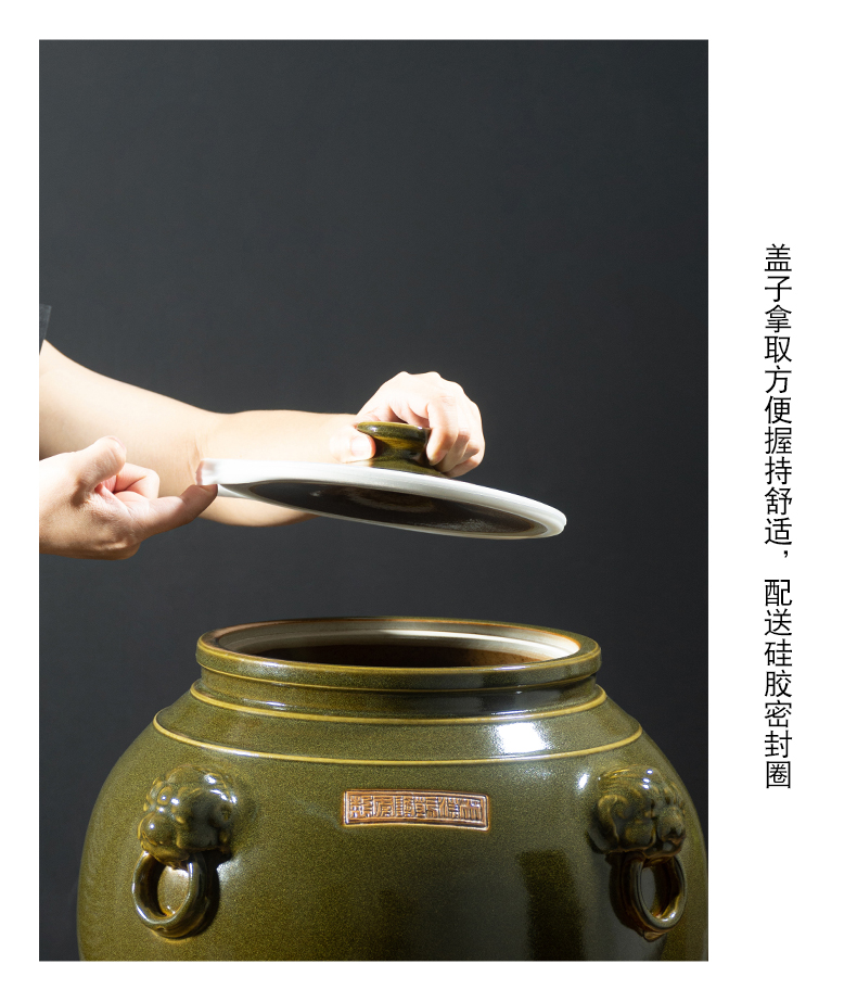 Jingdezhen ceramic wine jars 30 jins of 50 pounds put antique tea oil it household jugs of sealing belt at the end of the tap